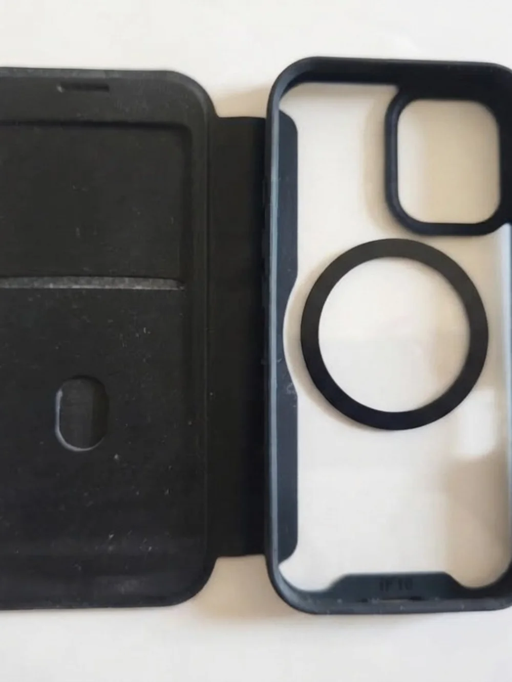 Magnetic Card Holders Flip Clear Back Phone Case for iPhone 16